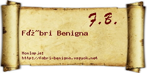 Fábri Benigna névjegykártya